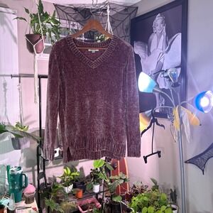 Orvis Dusty Rose Pink Chenille V-Neck Pullover Sweater Women's Size M